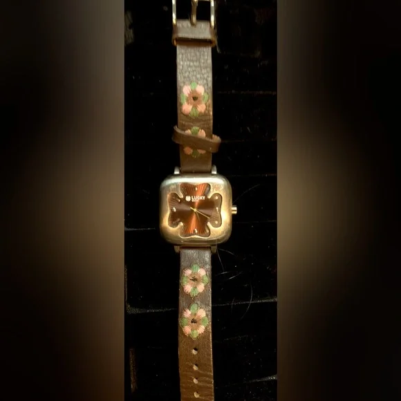 Lucky Brand Women’s Watch - Brown/Floral Retro Lucky Brand Womens Watch 31mm Gray Peace Dial Skeleton  main image 4